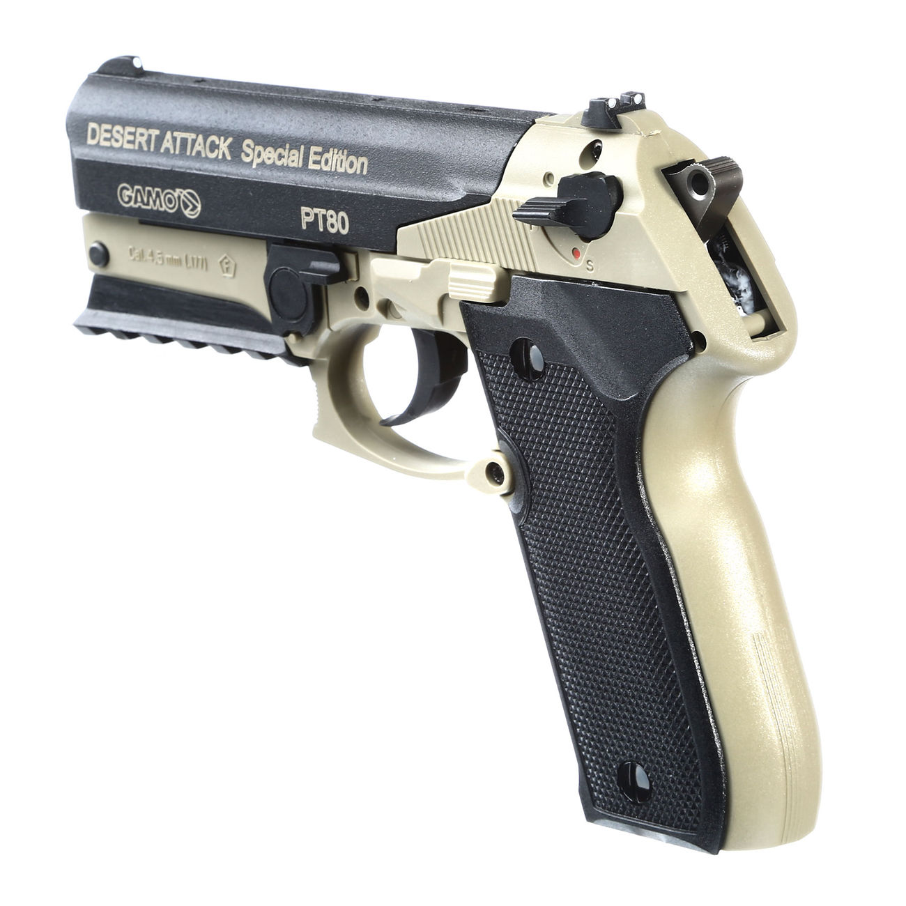 Gamo PT-80 Desert Attack CO2-Luftpistole 4,5 mm Diabolo inkl. Tasche, Koffer, Zielscheiben und Diabolos Bild 1