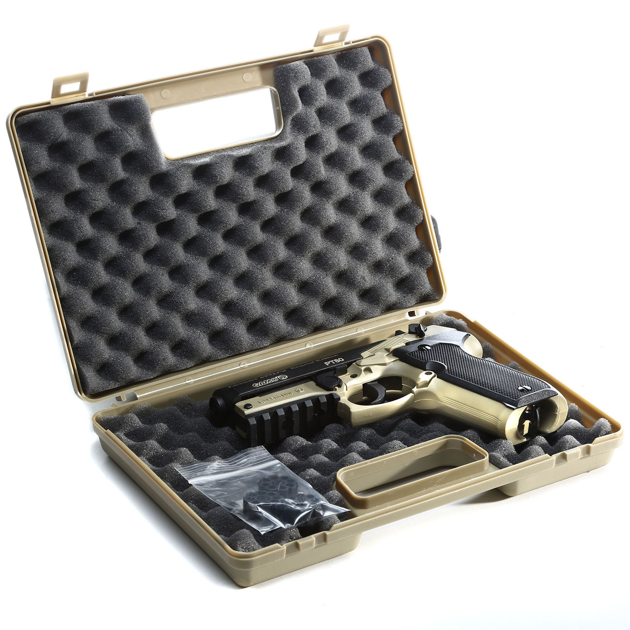 Gamo PT-80 Desert Attack CO2-Luftpistole 4,5 mm Diabolo inkl. Tasche, Koffer, Zielscheiben und Diabolos Bild 1