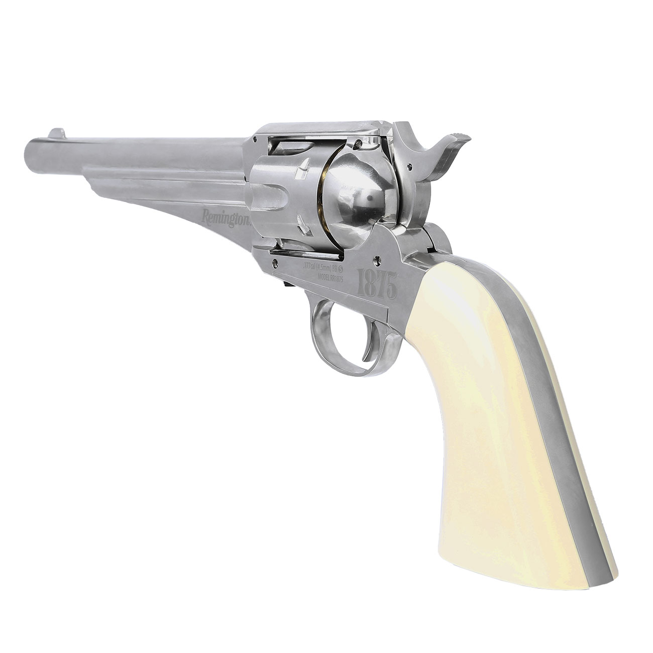 Remington 1875 CO2-Revolver Kal. 4,5 mm Diabolo/Stahl-BB nickel/Elfenbein-optik Vollmetall Bild 1