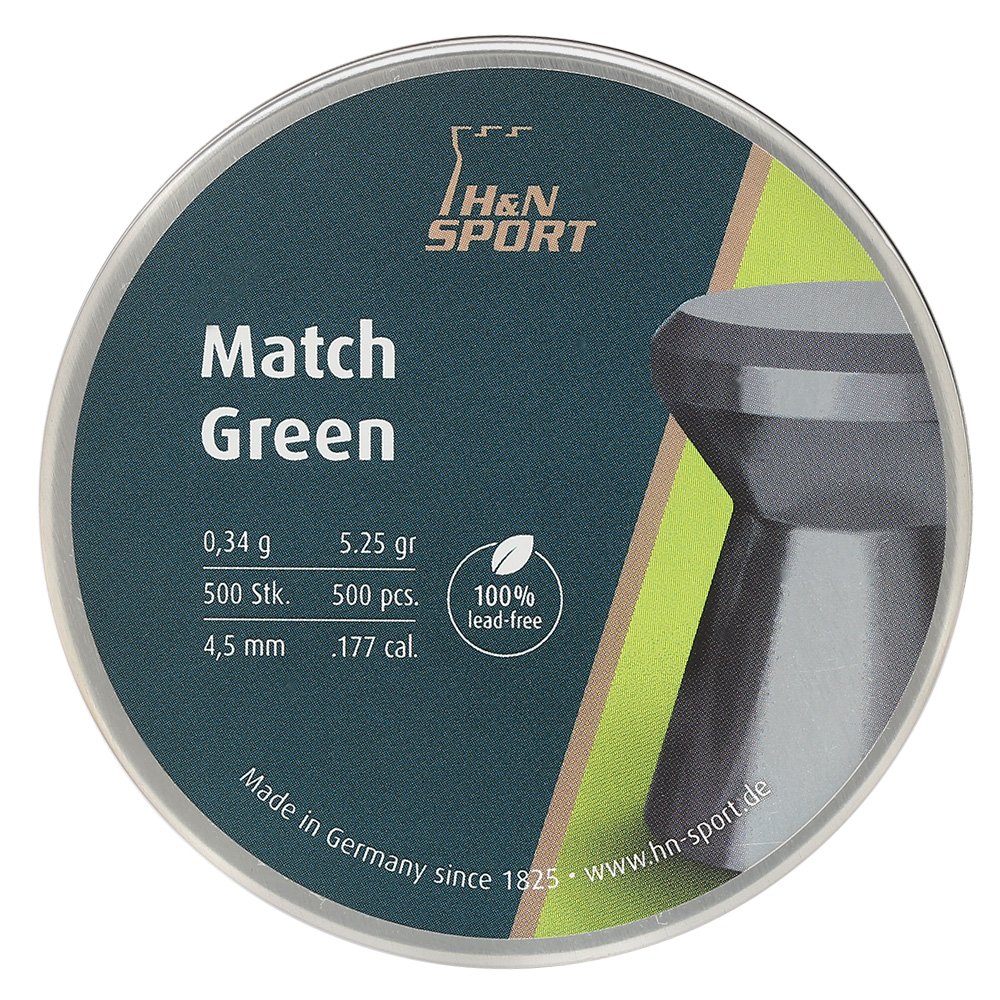 H&N Flachkopf-Diabolo Match Green 4,5 mm 500 Stck bleifrei Bild 3