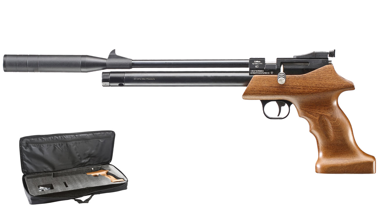 Diana Bandit Pressluftpistole PCP Kal. 4,5 mm Diabolo Buchenholz inkl. Schalldämpfer
