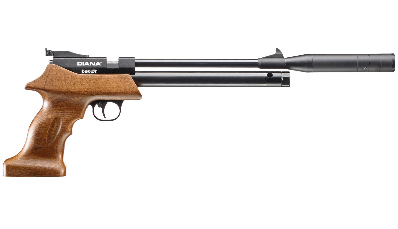 Diana Bandit Pressluftpistole PCP Kal. 4,5 mm Diabolo Buchenholz inkl. Schalldämpfer Bild 4