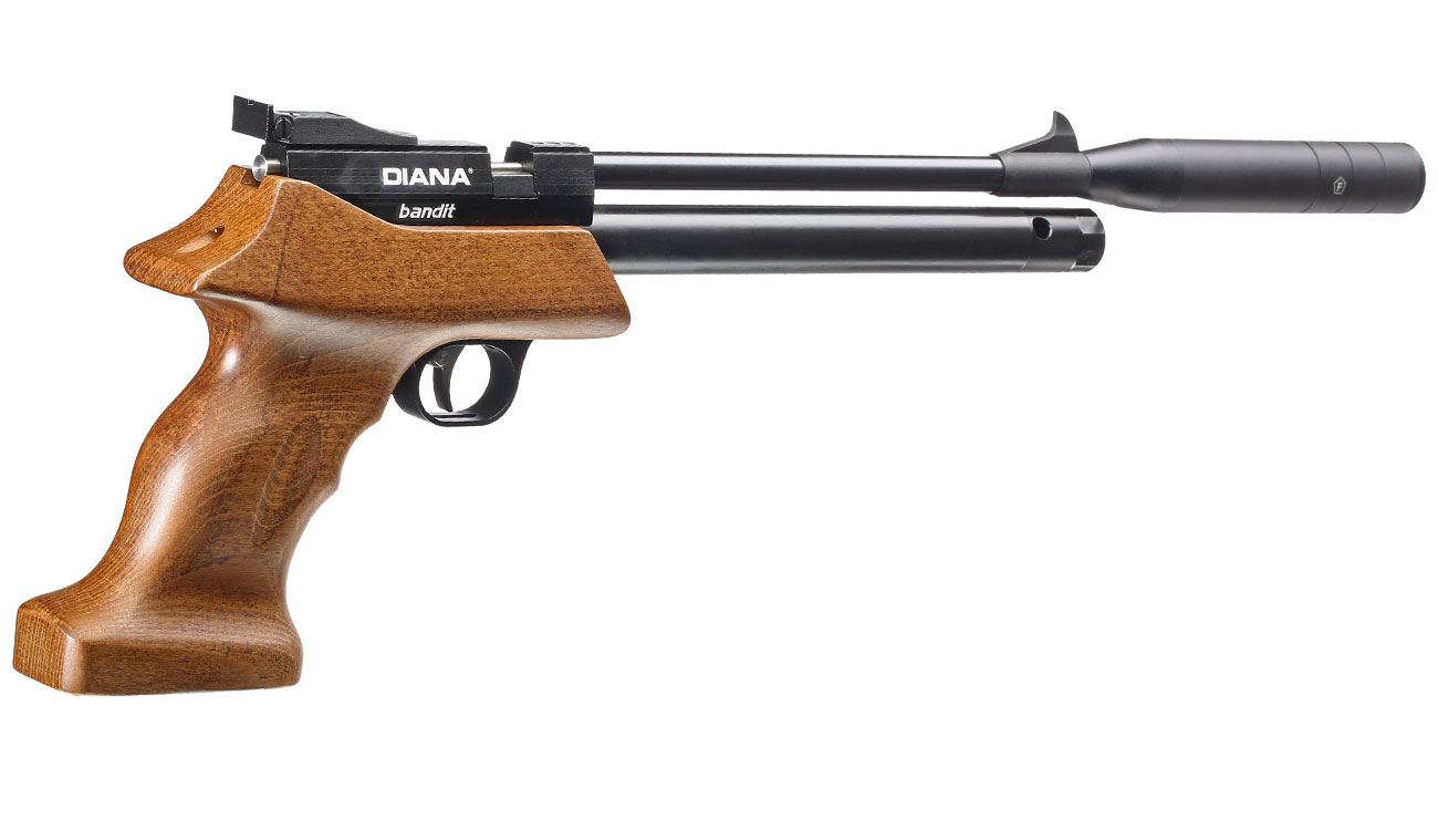 Diana Bandit Pressluftpistole PCP Kal. 4,5 mm Diabolo Buchenholz inkl. Schalldämpfer Bild 5