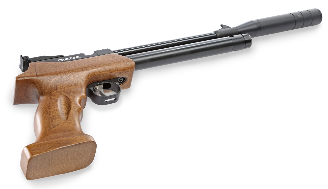Diana Bandit Pressluftpistole PCP Kal. 4,5 mm Diabolo Buchenholz inkl. Schalldämpfer Bild 6