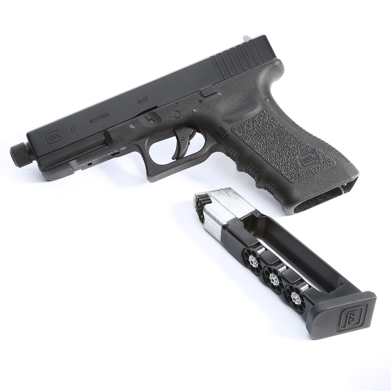 Glock 17 Gen 3 Co2 Pistole Kal 4 5 Mm Diabolo Stahl Bb Mit Laufgewinde Inkl Glock Pistolenkoffer Kotte Zeller