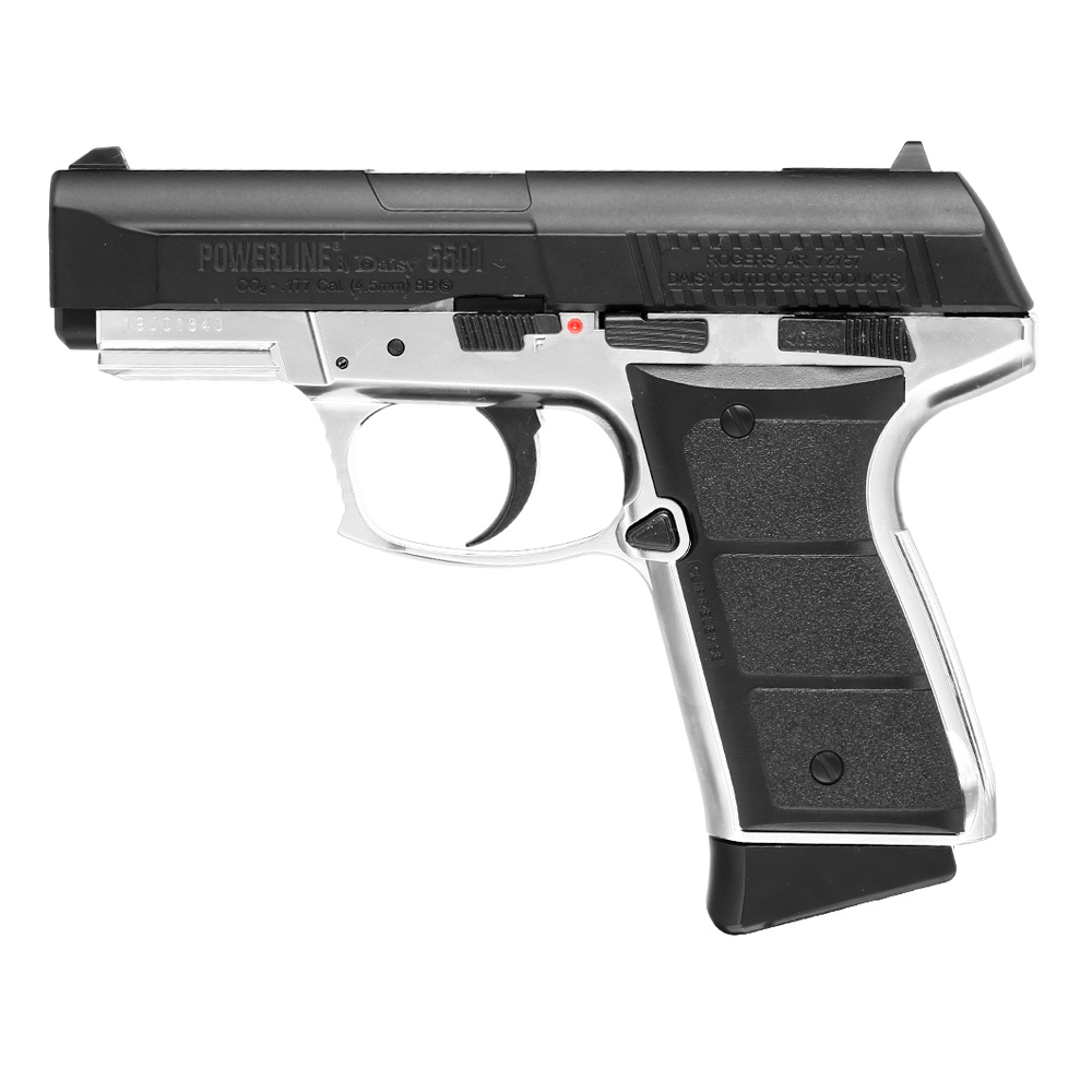 Daisy Mod. 5501 Powerline CO2 Luftpistole Kal. 4,5 mm BB Blowback Metallschlitten schwarz/silber