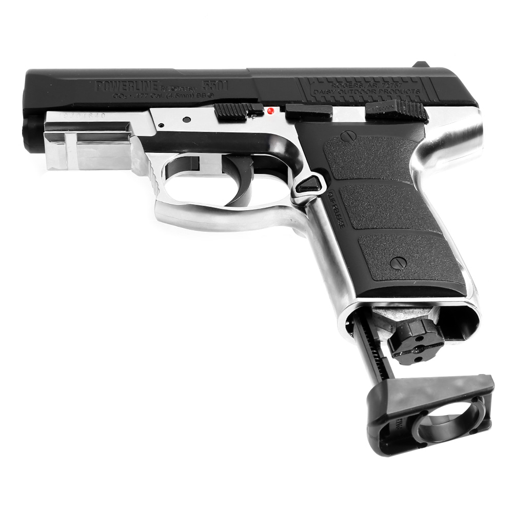 Daisy Mod. 5501 Powerline CO2 Luftpistole Kal. 4,5 mm BB Blowback Metallschlitten schwarz/silber Bild 5