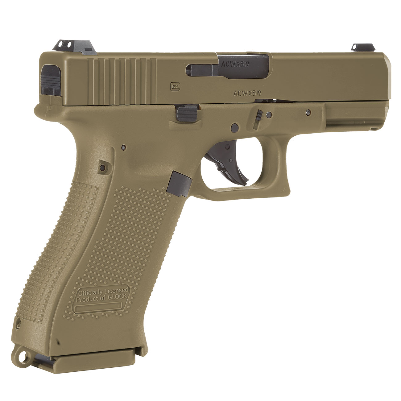 Glock 19X CO2-Luftpistole Kal. 4,5mm Stahl-BB coyote tan Blowback Bild 5