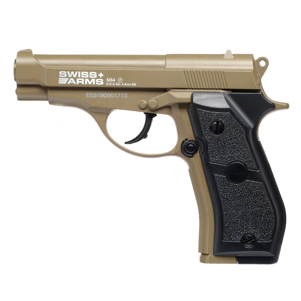 Swiss Arms P84 CO2 Luftpistole Kal. 4,5mm BB Non Blowback Vollmetall tan