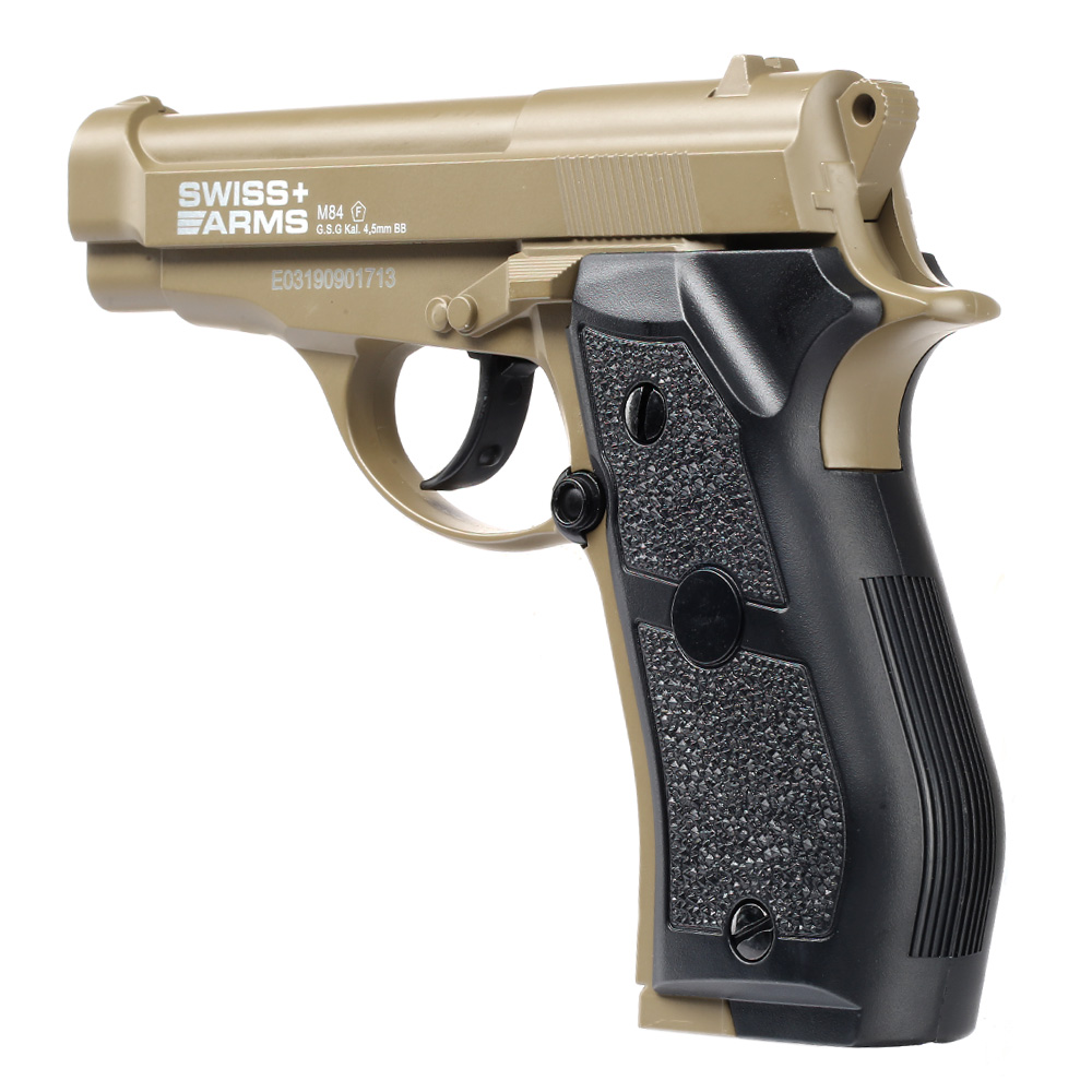 Swiss Arms P84 CO2 Pistole NBB Kal. 4,5mm Stahl BB Vollmetall tan Bild 2