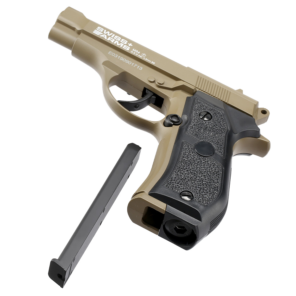 Swiss Arms P84 CO2 Luftpistole Kal. 4,5mm BB Non Blowback Vollmetall tan Bild 4
