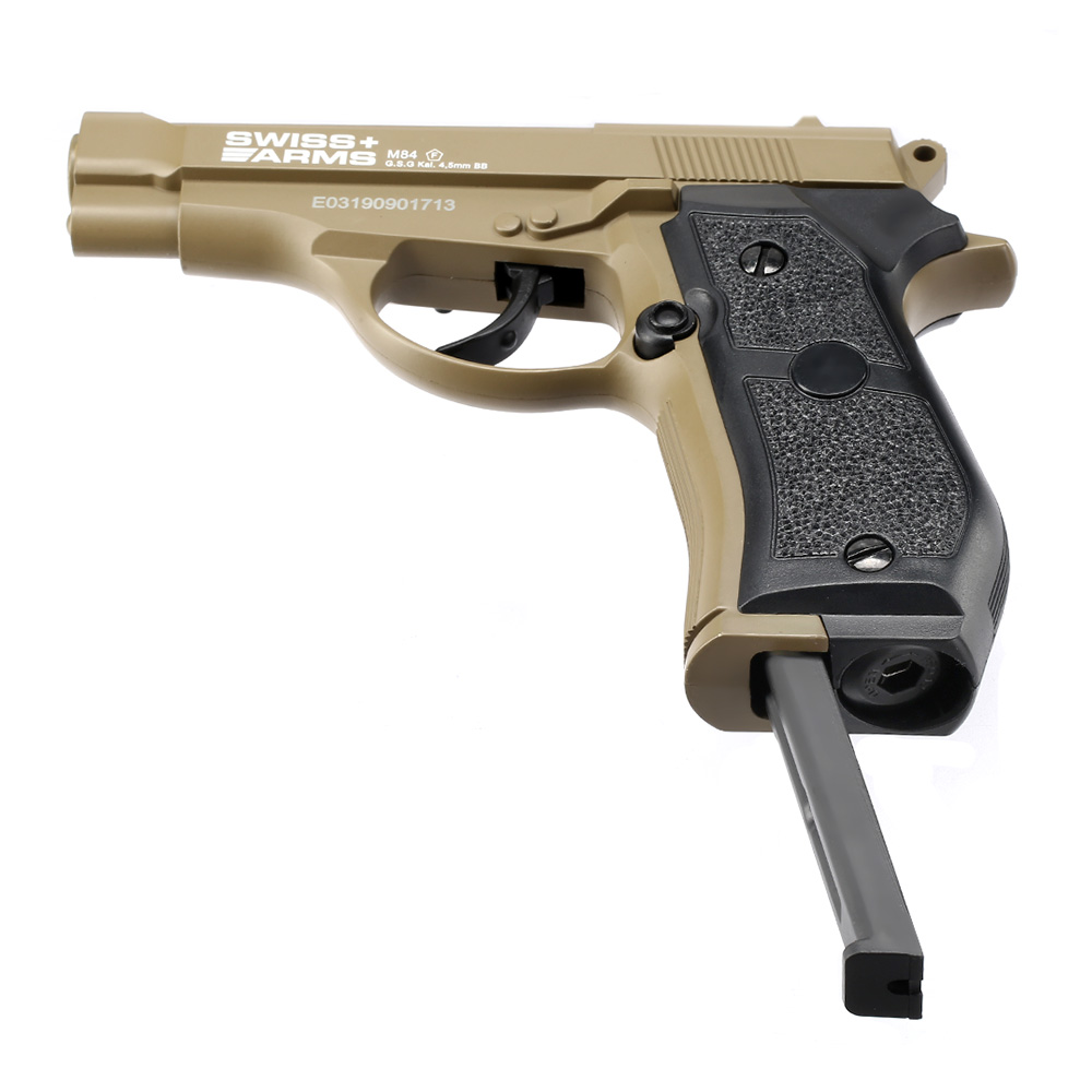 Swiss Arms P84 CO2 Pistole NBB Kal. 4,5mm Stahl BB Vollmetall tan Bild 5