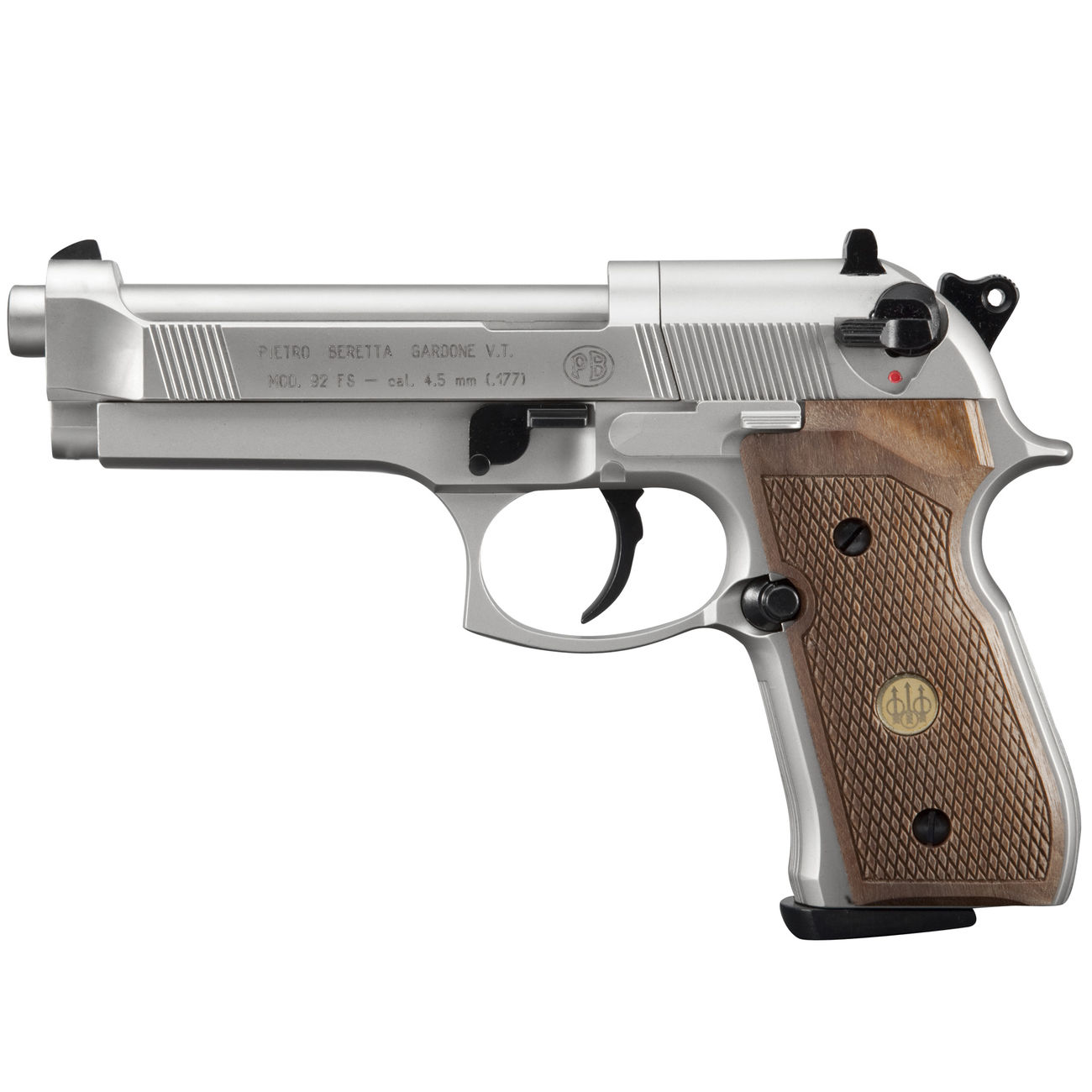 Beretta M92 FS CO2 Luftpistole 4,5mm vernickelt mit Holzgriffschalen