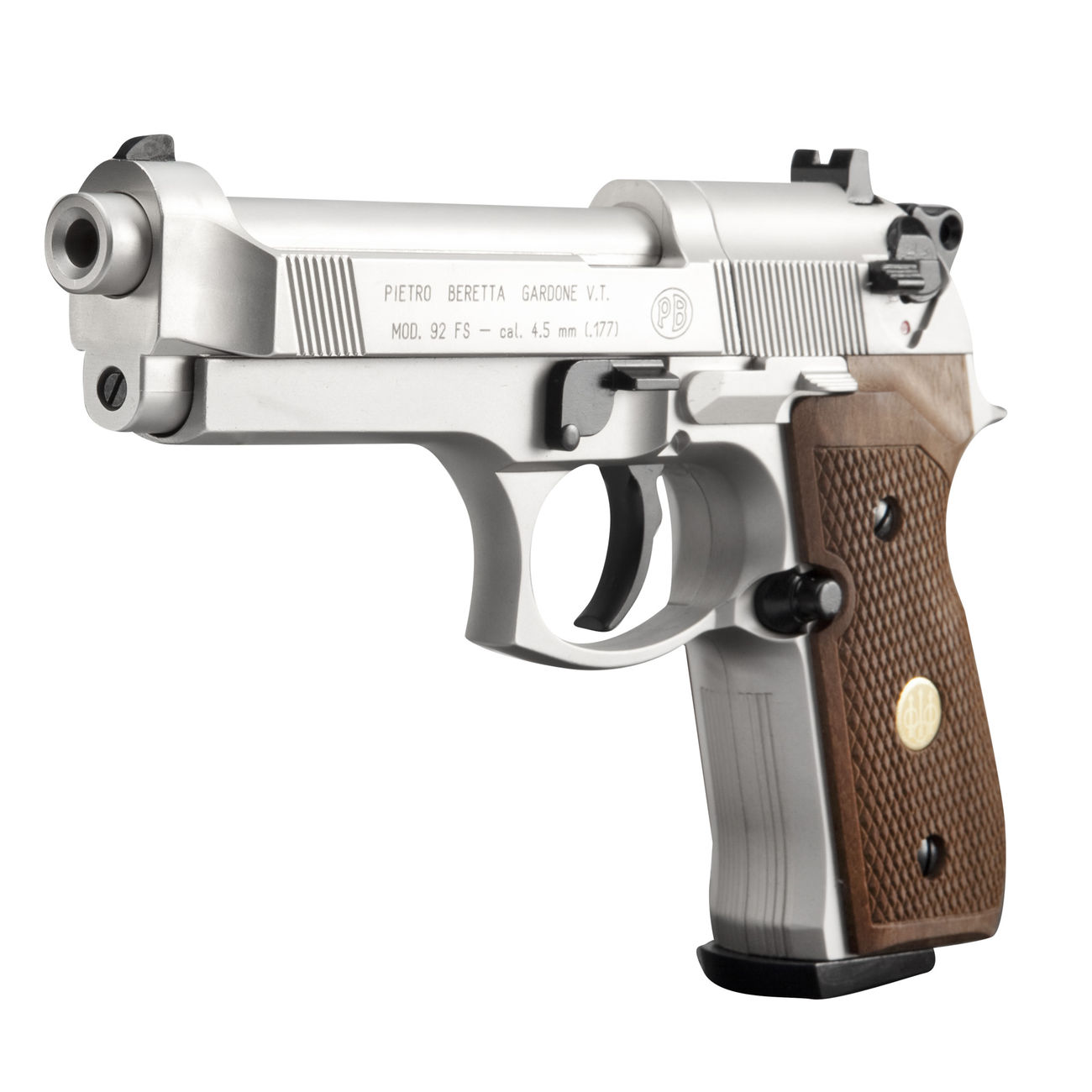 Beretta M92 FS CO2 Pistole 4,5mm vernickelt mit Holzgriffschalen Bild 1