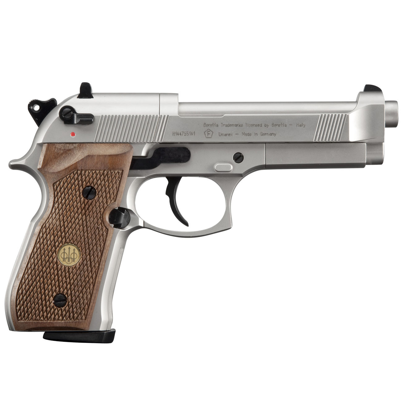 Beretta M92 FS CO2 Pistole 4,5mm vernickelt mit Holzgriffschalen Bild 1