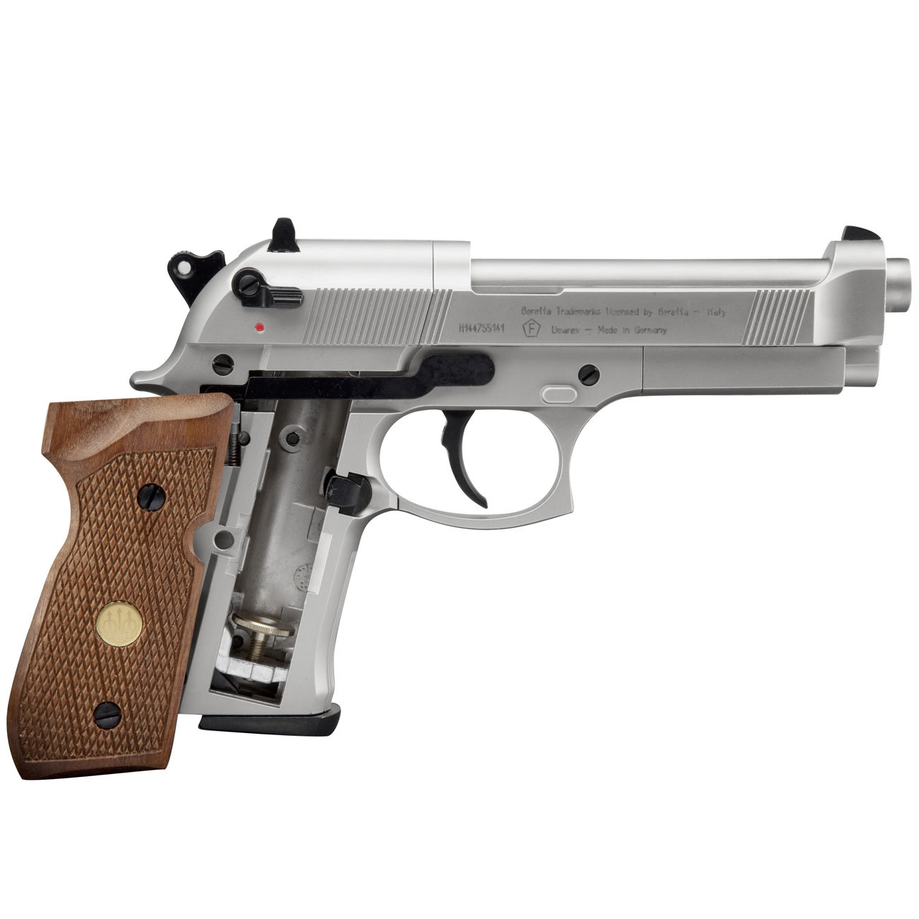 Beretta M92 FS CO2 Luftpistole 4,5mm vernickelt mit Holzgriffschalen Bild 3