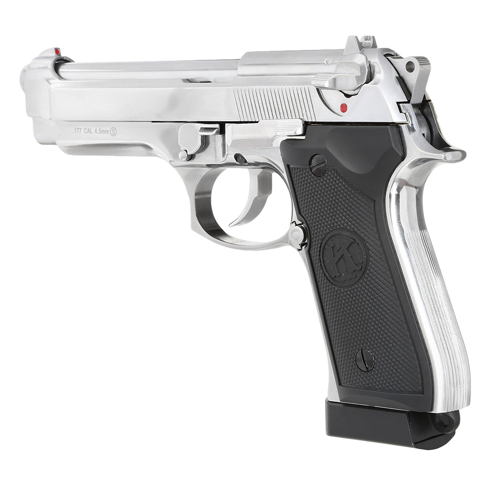 KLI M92 CO2 Luftpistole Kal. 4,5 mm BB Vollmetall Blowback Platinum Chrome-Finish Bild 2