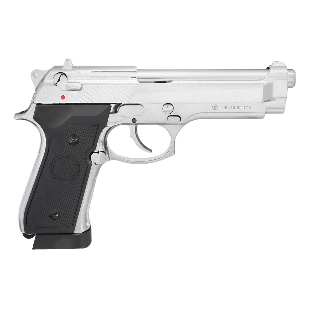KLI M92 CO2 Luftpistole Kal. 4,5 mm BB Vollmetall Blowback Platinum Chrome-Finish Bild 3