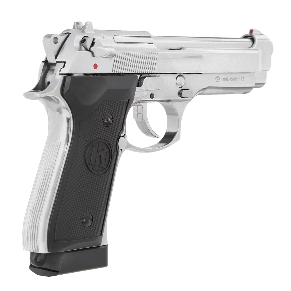 KLI M92 CO2 Luftpistole Kal. 4,5 mm BB Vollmetall Blowback Platinum Chrome-Finish Bild 7