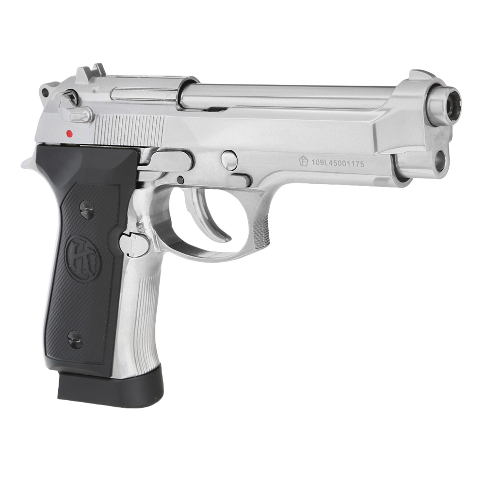 KLI M92 CO2 Luftpistole Kal. 4,5 mm BB Vollmetall Blowback Platinum Chrome-Finish Bild 8
