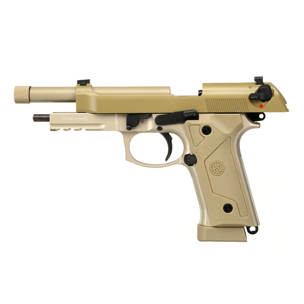 KLI M92A3 CO2-Luftpistole Kal. 4,5 mm Stahl-BB Vollmetall Blowback Desert Tan Bild 1