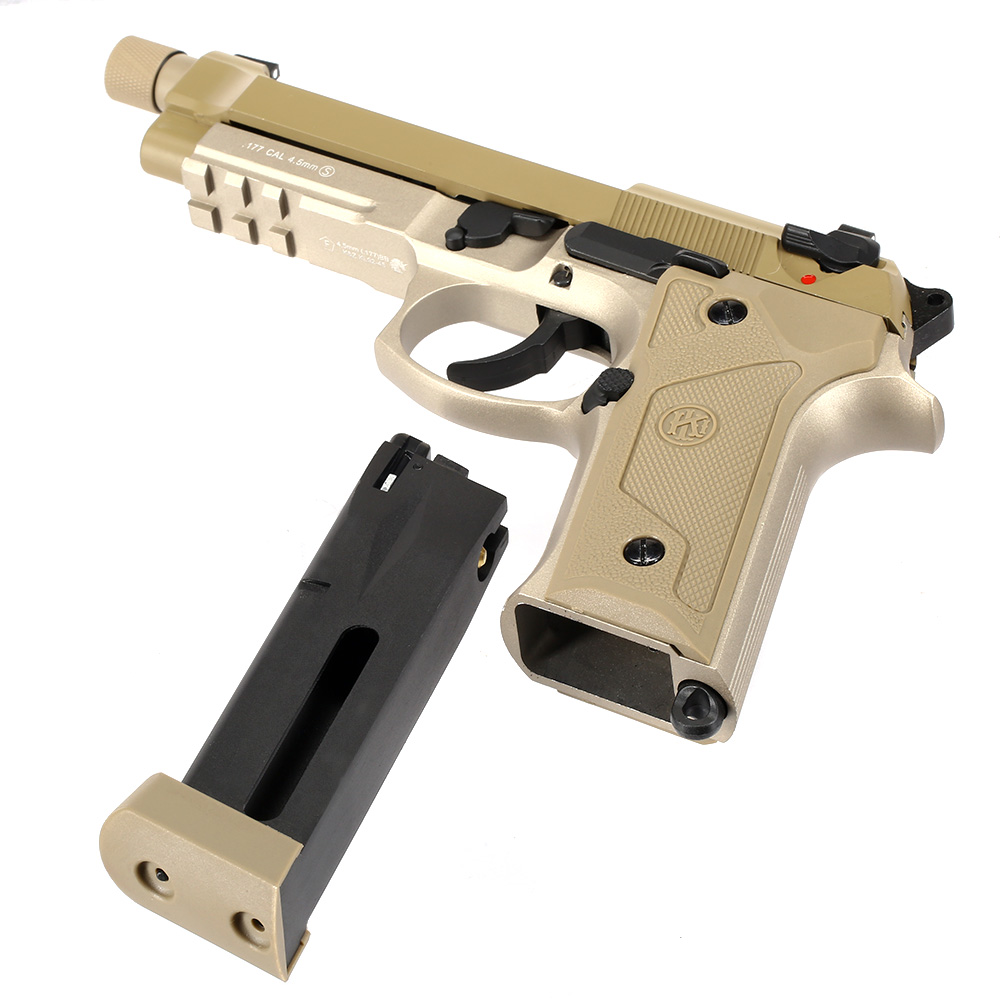 KLI M92A3 CO2-Luftpistole Kal. 4,5 mm Stahl-BB Vollmetall Blowback Desert Tan Bild 1