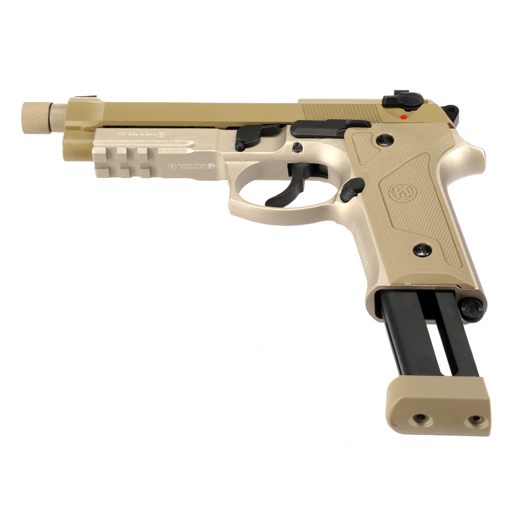 KLI M92A3 CO2-Luftpistole Kal. 4,5 mm Stahl-BB Vollmetall Blowback Desert Tan Bild 6