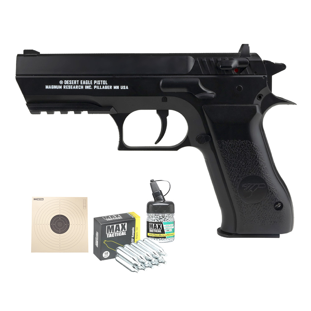 Baby Desert Eagle CO2 Luftpistole Kal. 4,5mm BB Non Blowback Metallschlitten schwarz Sparset