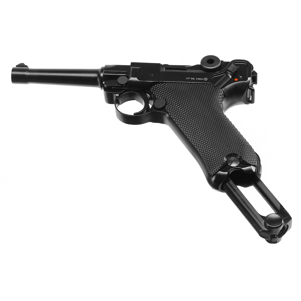 KWC P08 CO2 Luftpistole Kal. 4,5 mm BB Vollmetall Blowback schwarz Bild 6