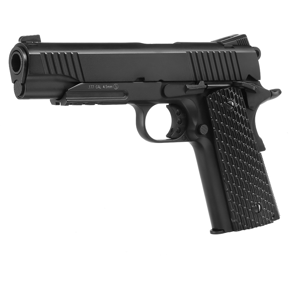 KWC M1911 Tactical CO2-Luftpistole Kal. 4,5 mm Stahl-BB Vollmetall Blowback schwarz Bild 1