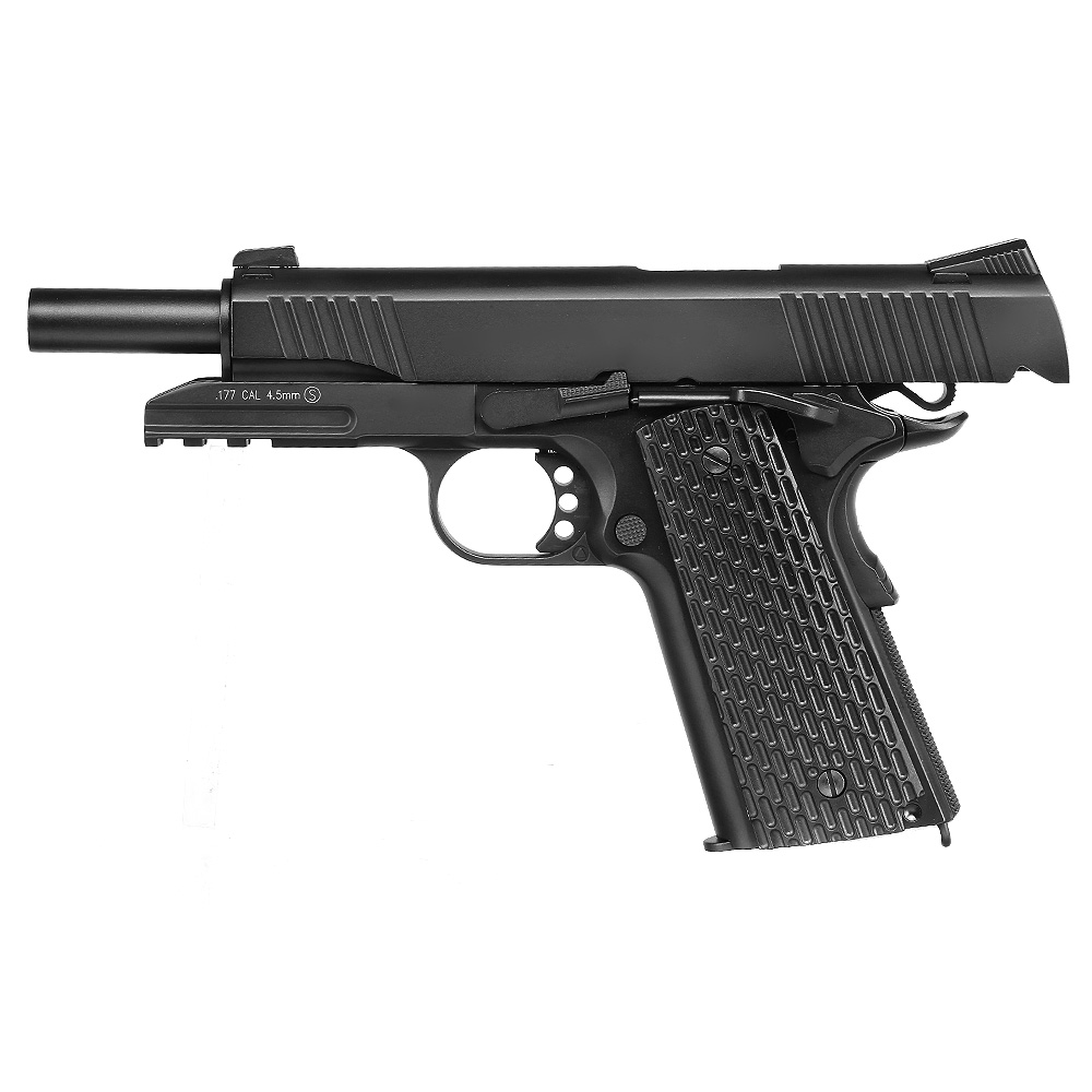 KWC M1911 Tactical CO2-Luftpistole Kal. 4,5 mm Stahl-BB Vollmetall Blowback schwarz Bild 4