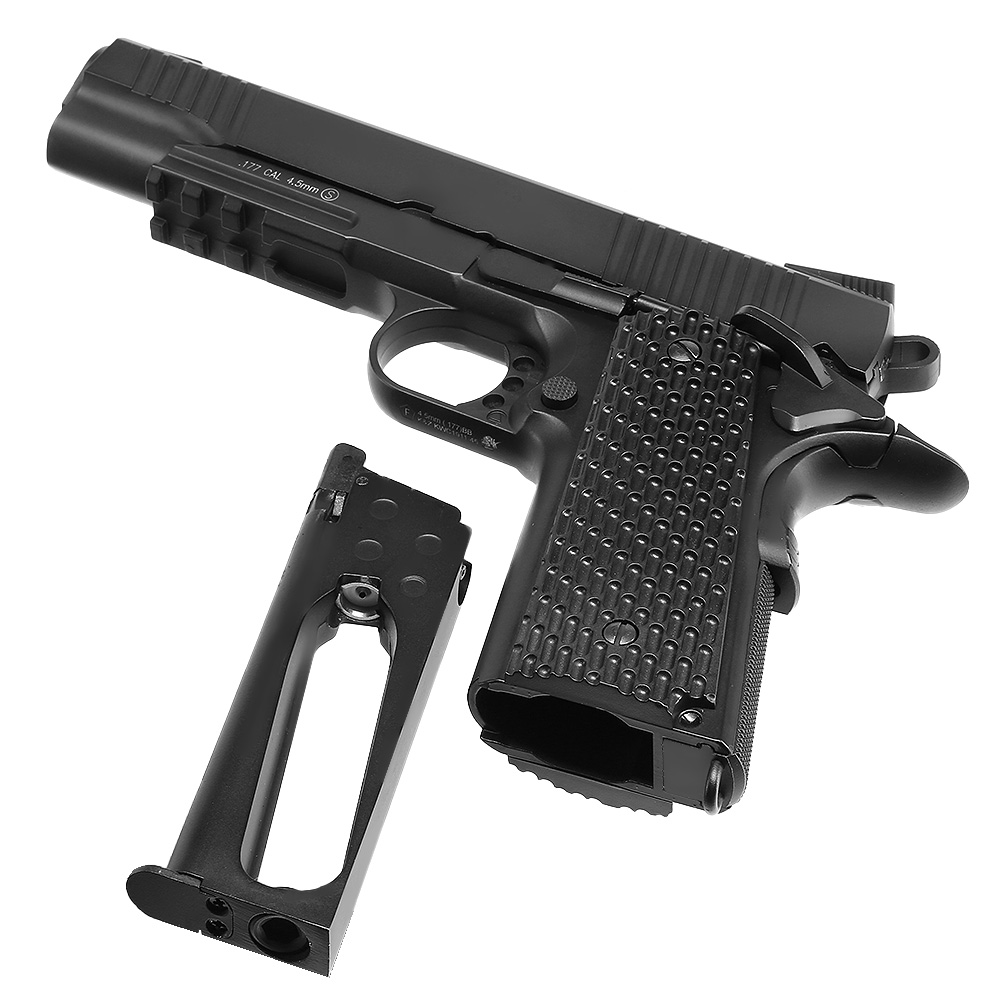 KWC M1911 Tactical CO2-Luftpistole Kal. 4,5 mm Stahl-BB Vollmetall Blowback schwarz Bild 5