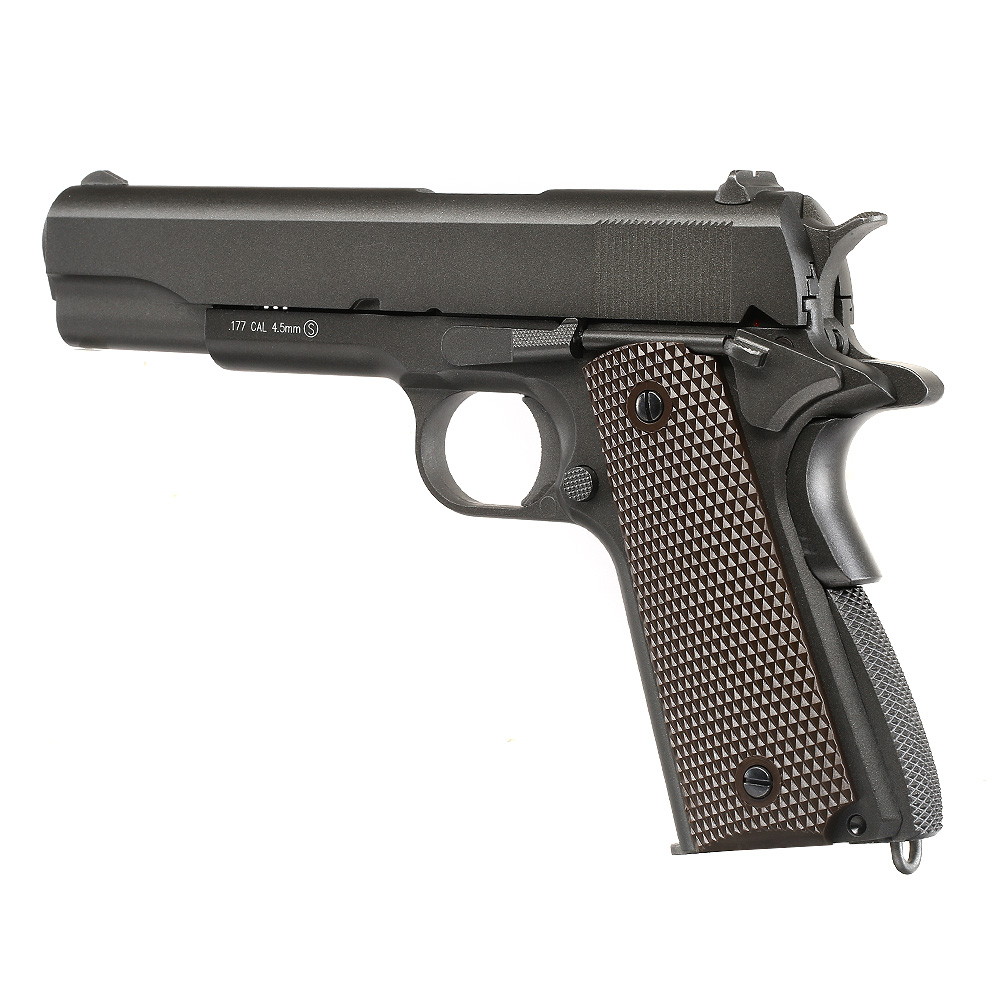 KWC M1911A1 Military CO2-Luftpistole Kal. 4,5 mm Stahl-BB Vollmetall Blowback Parkerized Bild 2