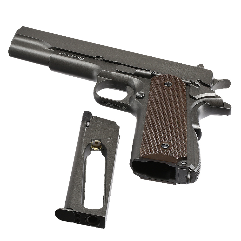 KWC M1911A1 Military CO2-Luftpistole Kal. 4,5 mm Stahl-BB Vollmetall Blowback Parkerized Bild 5