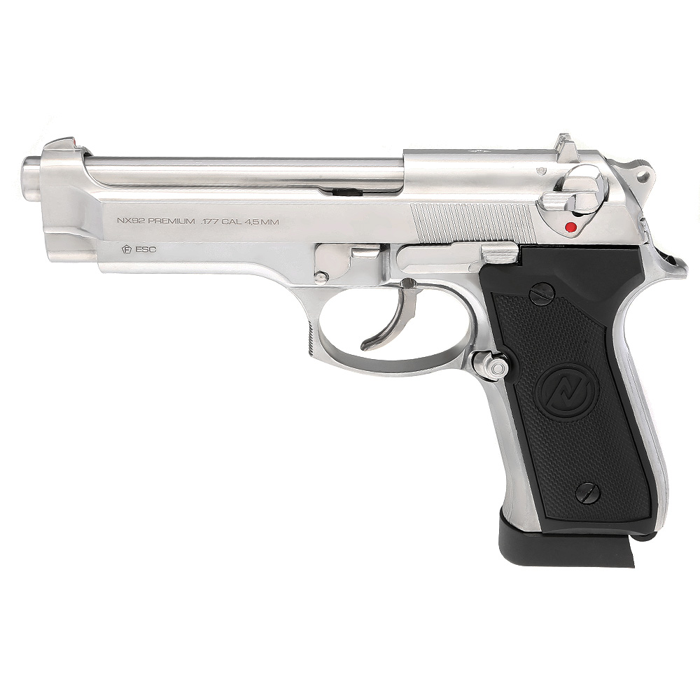 NxWerks NX 92 Premium CO2 Luftpistole Kal. 4,5mm BB Metallschlitten Blowback chrom