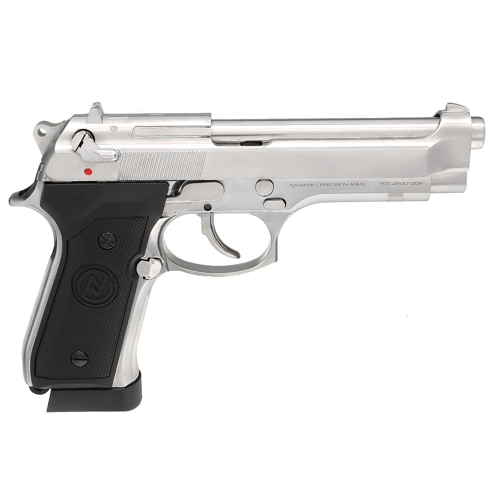 NxWerks NX 92 Premium CO2 Luftpistole Kal. 4,5mm BB Metallschlitten Blowback chrom Bild 4