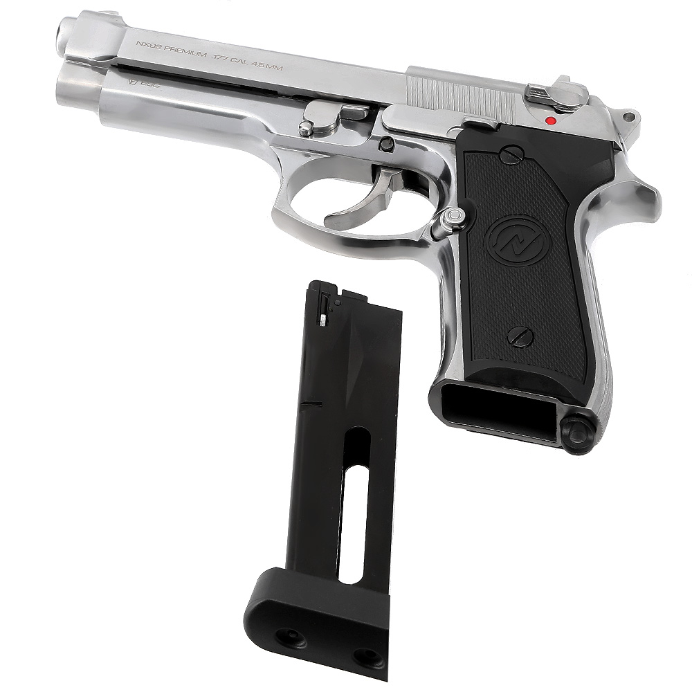 NxWerks NX 92 Premium CO2 Luftpistole Kal. 4,5mm BB Metallschlitten Blowback chrom Bild 7
