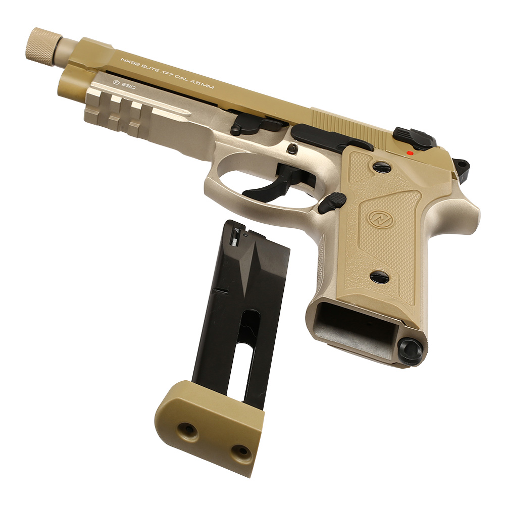 NxWerks NX 92 Elite CO2 Luftpistole Kal. 4,5mm BB Metallschlitten Blowback desert Bild 7