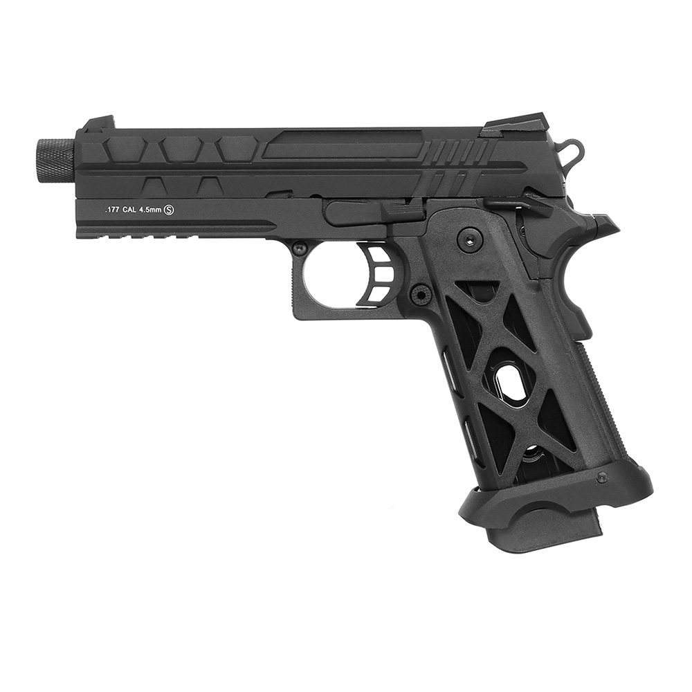 KLI Hi-Capa 4.3 Tartarus MK2 CO2-Luftpistole Kal. 4,5 mm Stahl-BB Blowback Vollmetall schwarz