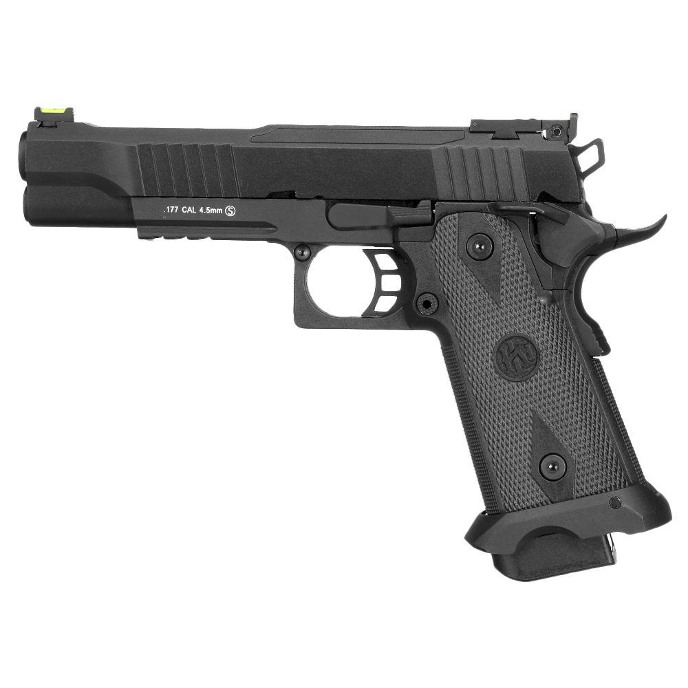 KLI Hi-Capa 5.1 Helios MK1 CO2-Luftpistole Kal. 4,5 mm Stahl-BB Vollmetall Blowback schwarz