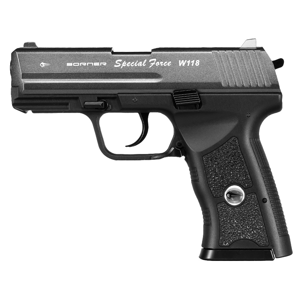 Borner W118 Special Force CO2 Luftpistole Kal. 4,5 mm BB Blowback titan mit Metallschlitten