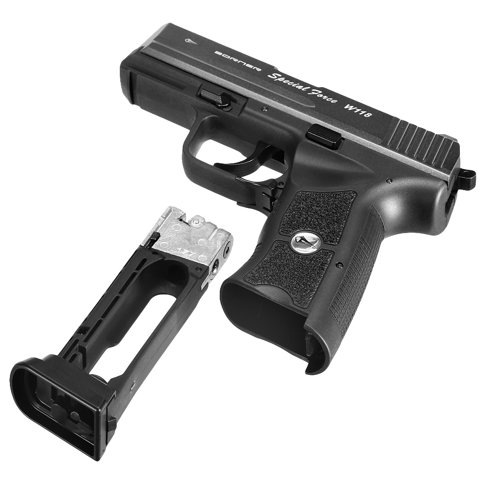 Borner W118 Special Force CO2 Luftpistole Kal. 4,5 mm BB Blowback titan mit Metallschlitten Bild 5
