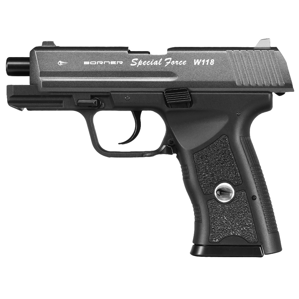 Borner W118 Special Force CO2 Luftpistole Kal. 4,5 mm BB Blowback titan mit Metallschlitten Bild 6