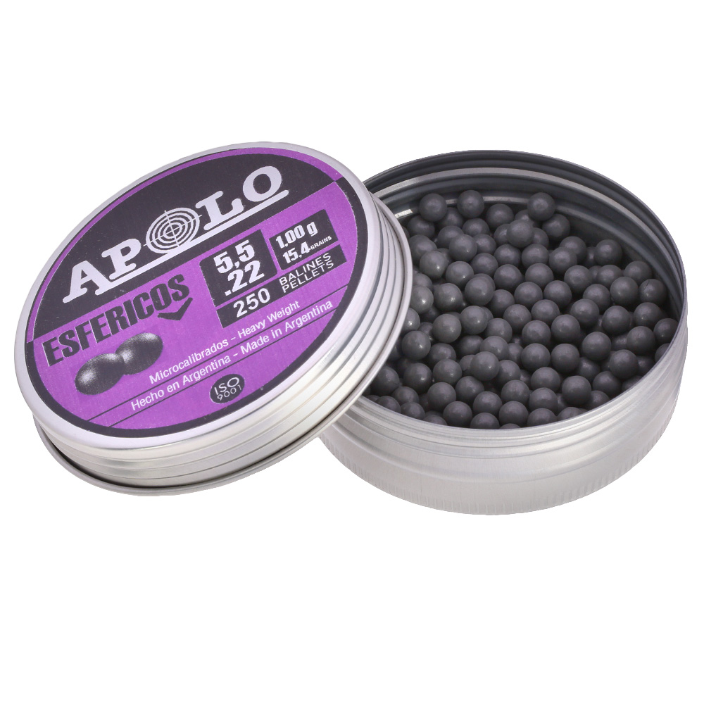 Apolo Blei-BBs Esfricos Kal. 5,5 mm schwarz 250er Dose Bild 2
