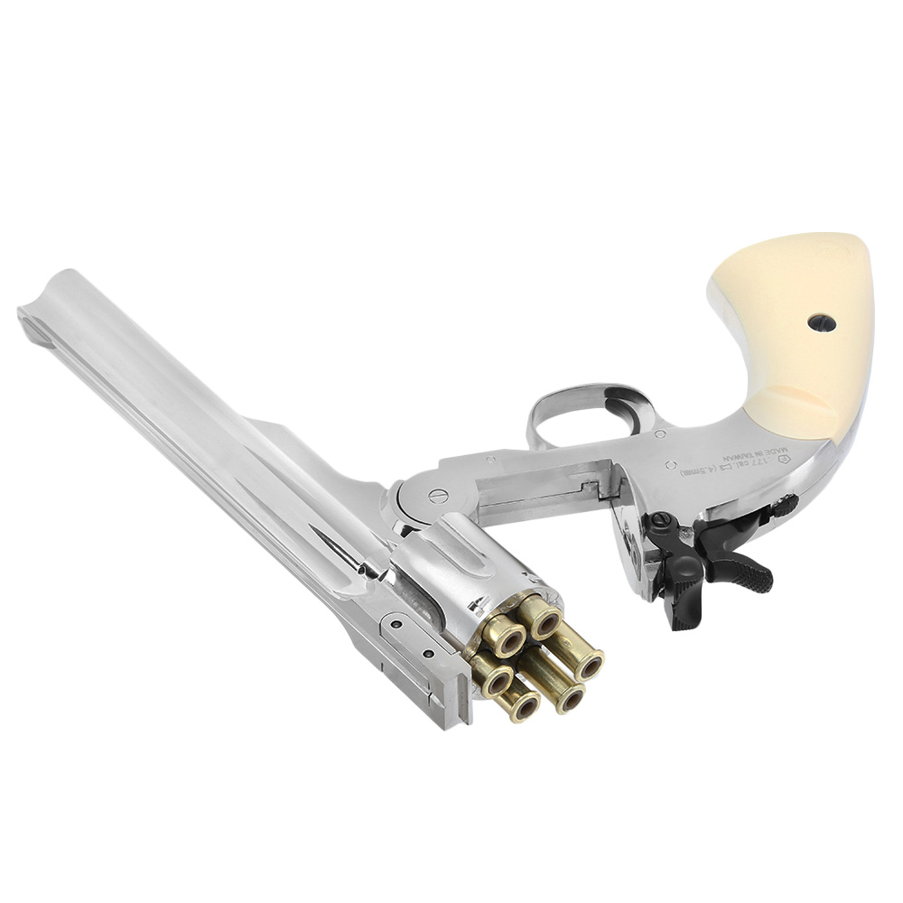 ASG Schofield 1877 6 Zoll CO2-Revolver Kal. 4,5 mm Diabolo + Stahl-BB Vollmetall chrom Bild 1