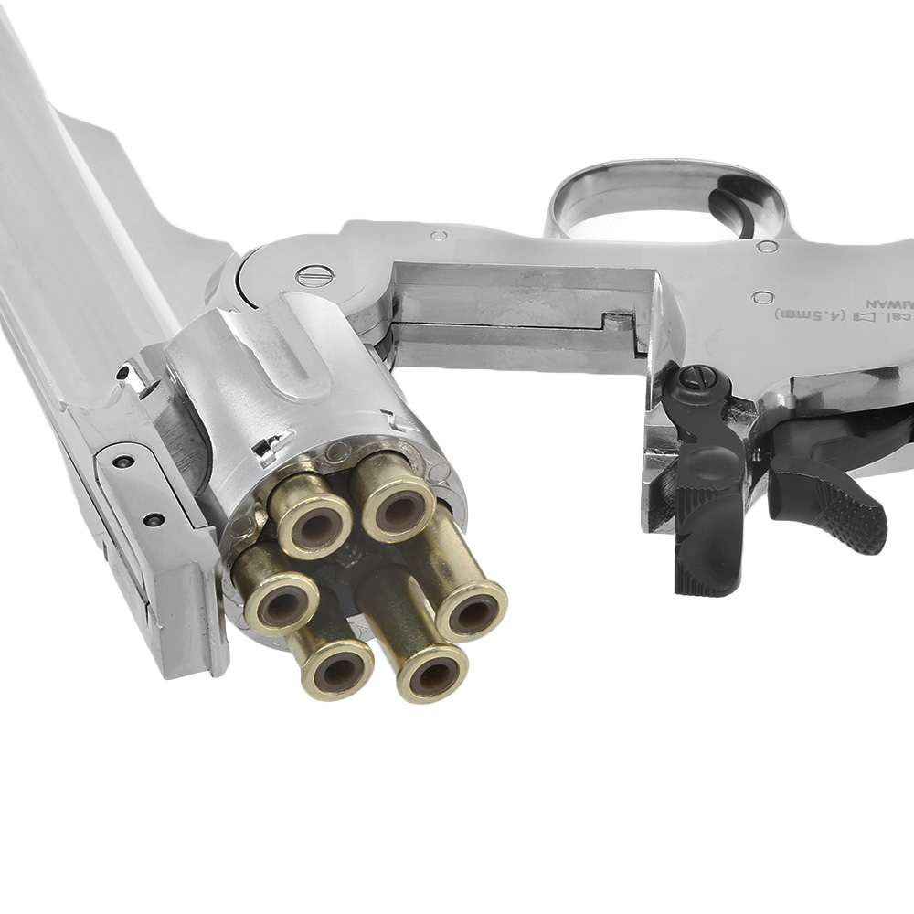 ASG Schofield 1877 6 Zoll CO2-Revolver Kal. 4,5 mm Diabolo + Stahl-BB Vollmetall chrom Bild 1