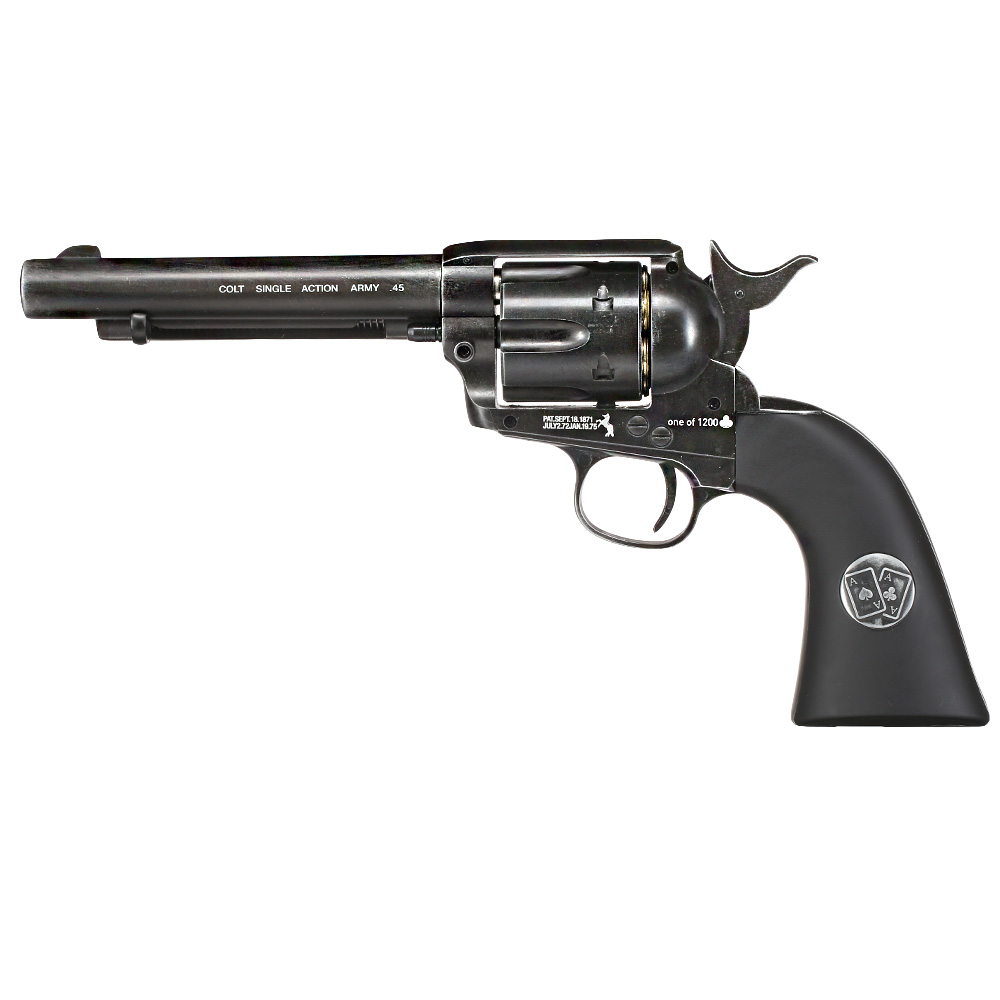Colt SAA 45 Double Aces Duel Set CO2 Revolver 4,5mm BB Antik-Finish inkl. Pokerkarten und Ladehülsen limitiert Bild 1