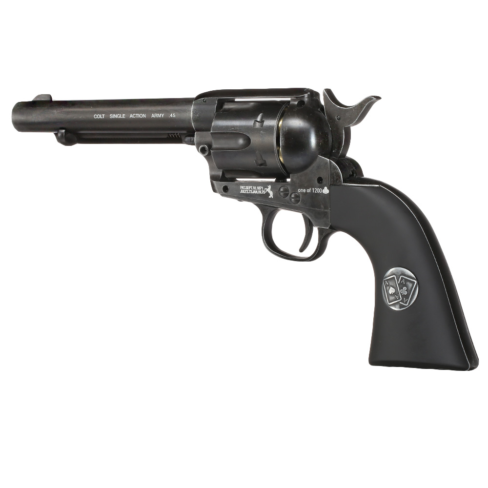 Colt SAA 45 Double Aces Duel Set CO2 Revolver 4,5mm BB Antik-Finish inkl. Pokerkarten und Ladehlsen limitiert Bild 1