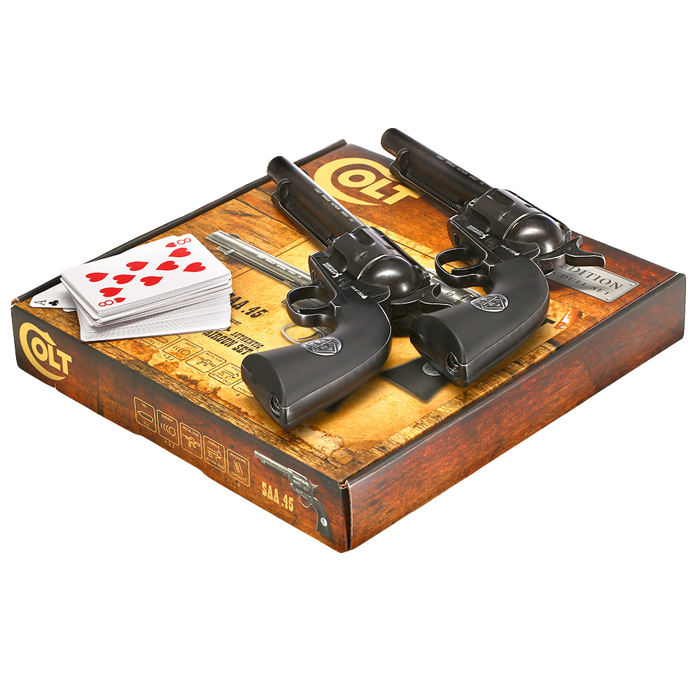Colt SAA 45 Double Aces Duel Set CO2 Revolver 4,5mm BB Antik-Finish inkl. Pokerkarten und Ladehlsen limitiert Bild 1