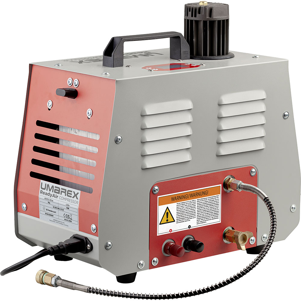 Umarex ReadyAir Compressor fr Pressluftwaffen max. 300 bar/4.500 psi 230V/12V grau inkl. Fllschlauch und Adapter Bild 1